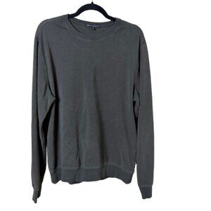 NORDSTROM Robert Barakett Grey Green Ribbed Soft Sweatshirt Sweater Size Large